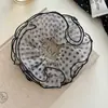 Nuevo scrunchie grande de lunares para primavera y verano para mujer, malla de alta gama con bordes rizados, goma para coleta, accesorio para el cabello casual