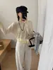 Camisa Básica Simple de Lana Estilo Japonés 6 para Mujer, Nuevo Punto de Manga Larga Versátil Holgado para Otoño