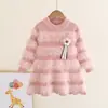 Conjunto de Dos Piezas de Pantalones de Punto Acampanados Peludos de Venta Caliente Otoño/Invierno 2025 para Niñas, Conjunto de Suéter con Suéter de Manga Larga