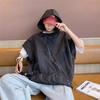Chaleco Chaleco Chaqueta con Capucha y Cremallera de Seda de Hielo de Manga Corta Ropa de Corrida Ropa de Protección Solar Suelta Casual Ropa de Protección Solar para Hombre