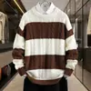 Otoño Invierno Nuevo Suéter de Punto para Hombre Mujer Ropa Exterior Estilo Perezoso Juvenil Suéter Holgado Rayado Bloque de Color Tendencia