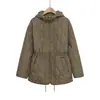 Exportación Transfronteriza 2025 Nuevo Otoño e Invierno para Mujer Estilo Europeo y Americano con Capucha Manga Larga Cintura con Cordón Chaqueta de Algodón Acolchada