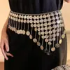 Corrente de cintura com franja e pingente redondo estilo boêmio, design exclusivo com toque étnico, corrente de cintura fashion vintage e versátil