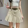 Saia plissada de verão estilosa para mulheres baixinhas, doce e fresca, jovial, versátil, saia curta casual