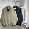 Top base masculino de peso pesado, corte solto, estilo high-street, gola alta, bordado, jaqueta moletom estilo semi-novo 2025, sem zíper