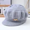 Chapéus de Inverno para Mulheres, Novos Chapéus de Lã Versáteis, Chapéus de Tricô para Mães de Meia-Idade e Idosas, Chapéus Quentes Espessos de Veludo para Mulheres