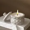 Pote de Armazenamento de Gesso Cimentício com Corte Diamante Aroma de Papoula Molde de Silicone Vasinho DIY Vaso de Flores Molde para Copo de Vela