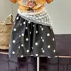 Conjunto de Verão Estilo Coreano para Meninas 2026 Novo Conjunto de Duas Peças com Camiseta de Manga Curta do Mickey e Calça Cropped de Perna Larga com Bolinhas para Crianças