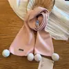 Bufanda larga casual de cuatro bolas para niños combinada con una bufanda de hilo tejido para niños y niñas, calentador de cuello de bebé de invierno cálido con pompón