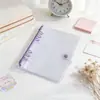 Caderno de folhas soltas transparente A5A6A7 com fecho único capa macia de PVC espessado com glitter colorido de estrelas e areia líquida para estudantes