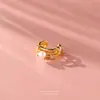 Clip de oreja de plata de ley s925 hueco con circonita en forma de cuenta redonda para mujer, estilo retro minimalista francés, elegante clip para cartílago sin perforación al por mayor