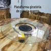 Mesa de Jantar Panela Quente Giratório Vidro Temperado Panela Quente Mesa Redonda Giratório Giratório Oco Vidro Temperado Personalizado Mesa de Escavação