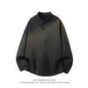 Outono e Inverno 2025 Pied-de-poule Gola Henry Tendência Roupa de Baixo Retrô Americano Top Casual Simples Jaqueta Moletom Masculina
