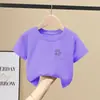 Camiseta de Manga Curta para Meninas 2026 Nova Popular de Verão Algodão Puro Respirável e Muito Bonita Blusa para Meninas Estilosa Camisa de Manga Meia