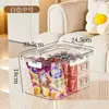 Caja de almacenamiento transparente portátil para uso doméstico con tapa, caja organizadora y de almacenamiento de ropa a prueba de polvo, caja de almacenamiento multifuncional para aperitivos y juguetes