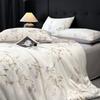 Juego de Cuatro Piezas de Cama Lyocell Tencel, Elegantes Sábanas de Seda Helada, Lujo Accesible Funda de Edredón Suave como la Seda para Dormir sin Ropa Tres Piezas