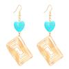 Aretes de Piedra de Pino Estilo Étnico Bohemio Retro Europeo y Americano Moda Transfronteriza Aretes con Borla de Turquesa Aretes Mujer