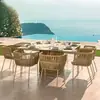Mesa y Silla de Cuerda Tejida para Exterior, Jardín, Balcón, Patio, Terraza Exterior, Impermeable, Protección Solar, Combinación de Muebles de Ocio, Nórdico