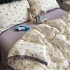 Conjunto de Roupa de Cama de Algodão Puro Renda Quatro Peças Feminino, Capa de Edredom, Conjunto de Roupa de Cama de Três Peças para Quarto de Estudante 44