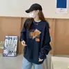 Moletom com Gola Redonda Feminino Plus Veludo Engrossado Sem Capuz 2026 Novo Algodão Puro Solto Outono Inverno Branco Cinza Versátil Top Feminino