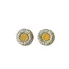 Aretes Flor de Margarita Pequeña Bucci para Mujer, Oro con Diamantes, Diseño de Girasol, Aretes de Oro, Vintage, Exquisitos, Lujo Ligero, Modernos