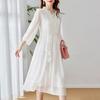 Vestido Original de Seda de Amora para Mulheres, Ajuste na Cintura, Comprimento Médio, Vestido Branco Moderno e Elegante, Versátil 82393720