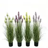 Planta verde artificial de lavanda en maceta, pasto de junco, pasto de cebolla artificial, planta artificial para decoración de paisajes, plantas verdes artificiales