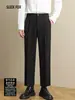Pantalones de traje rectos de alta gama, con caída, de lujo ligero, negros, elegantes, versátiles, para hombre, casuales, cómodos y transpirables para otoño