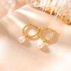 One Deer Silver S925 Prata Esterlina Banhado A Ouro Pérola de Água Doce Retro Simples Torcido Brincos de Contas Redondas Moda Elegante Brincos de Prata