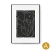 Pintura Decorativa Minimalista Moderna para Sala de Estar Figura de Matisse Linha Pintura Pendurada para Restaurante Sala de Jantar Arte Preto e Branco Mural para Quarto