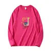 Camiseta de Manga Larga con Estampado de Pato de Dibujos Animados para Primavera y Otoño 2025 Nueva Cuello Redondo Casual Estilo Perezoso La Camiseta Más Fácil de Combinar para Mujer
