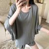 Camiseta Branca de Manga Longa Estilo Morcego para Mulheres, Novo Estilo Outono, Design Nicho Preguiçoso, Camisa Básica Casual Relaxada para Mulheres
