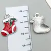 Set Mixto de 20 Esmalte Navideño Aleación K Blanca Accesorios para Joyería DIY: Amuletos para Pulsera de Papá Noel, Muñeco de Nieve, Campana, Reno
