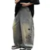Jeans Rectos para Niños con Graffiti Primavera y Otoño 2025 Nuevos Pantalones Casuales de Otoño para Niños Anchos Sueltos Elegantes