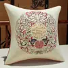 Cojín Rojo de Boda Decoración Festiva China Almohada de Respaldo Funda de Algodón para Sofá Cojín Sala de Estar Cama Hogar Relleno de Almohada