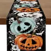 Camino de mesa de Halloween más vendido de Temu transfronterizo, mantel decorativo navideño de lino, alfombrilla de té de gama alta para mueble de TV