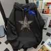 Design Americano Estampa de Letras Versátil Veludo Espessado Roupa de Trabalho Solta Slim Moletom com Capuz Tops Femininos Outono e Inverno