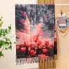 Cachecol de Cashmere Sintético com Estampa Digital para Mulheres, Xale Espesso com Franjas Outono/Inverno, Padrão Floral da Moda, Cachecol Longo Versátil