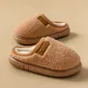 Chinelos de algodão fofos para mulheres, outono e inverno, estilo casal, uso interno, silenciosos, sola macia, antiderrapantes, pelúcia, quentes, chinelos de algodão para homens, atacado