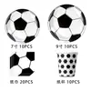 Platos, Vasos, Servilletas de Papel de Fútbol Blancos Pequeños, Vajilla Desechable, Manteles, Banderas, Banderines, Decoraciones de la Copa Mundial de Fútbol