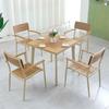 Muebles de Exterior Baican Madera Plástica Mesas y Sillas para Balcón Patio Sillas de Plástico Madera para Ocio al Aire Libre Sillas Simples de Madera Plástica para Terraza Cafetería