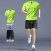 Camiseta de Secagem Rápida Terno Esportivo Masculino Solto Seda Gelada Terno de Corrida Casal Verão Outdoor Terno Fitness Manga Curta