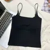 Nuevo Estilo de Verano Camisola Pequeña con Almohadillas en el Pecho, Espalda Bonita, Ropa Interior de una Sola Pieza, Aspecto Adelgazante Top Corto de Color Puro para Mujer
