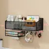 Estante de almacenamiento de pared para dormitorio de estudiantes, estante colgante adhesivo para dormitorio, organizador de pared para mesita de noche/sobre cama, cesta colgante sin perforaciones