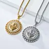 Collar con colgante de cabeza de león con diamantes completos de acero de titanio hip hop hip hop europeo y americano transfronterizo joyería de acero inoxidable de personalidad de nicho