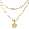 Venta caliente de Amazon 26 letras colgantes en inglés collar creativo simple multicapa apilado hexagonal cadena para clavícula de mujer