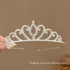 Tiara de Coroa Princesa Infantil Fita de Cabelo de Pérola Elástico para Cabelo Corda de Cabelo para Meninas Alta Elasticidade Corda de Cabelo Acessório de Coque para Cabelo