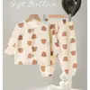 Conjunto de Pijama de Gaze de Algodão de Camada Dupla Classe A para Meninos e Meninas, Conjunto de Duas Peças para Bebês, Roupa Infantil para Primavera, Outono e Verão, Roupa de Primavera para Bebê