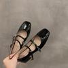 Tacón Grueso Rojo Mary Jane Zapatos Pequeños de Cuero Zapatos de Mujer Nuevo Verano Francés Noche Negro Zapatos de Primavera y Otoño