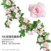 Decoração de Trepadeira Artificial de Rosas Artificiais Transfronteiriça, Trepadeira de Flores Enrolada, Decoração de Tubo Interno com Flor de Rosa de Nove Cabeças